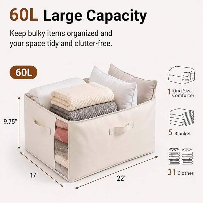 6Pack Canvas Storage Bags for Clothes & Comforters - Image 2