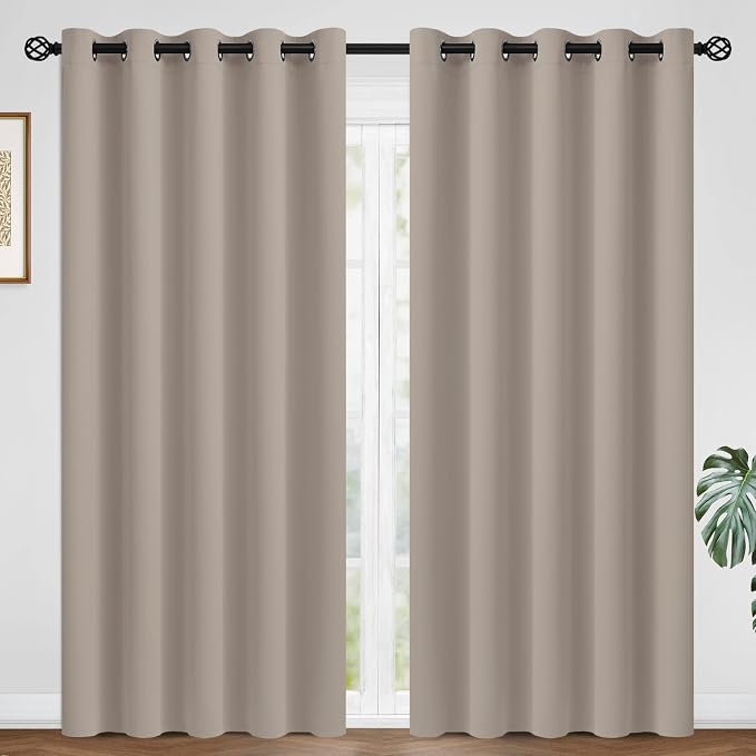 COSVIYA Grommet Room Darkening Natural Curtains 84 inch Long by COSVIYA