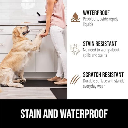 GORILLA GRIP 2 Pack Comfortable Cushioned Kitchen Mats for Floor, 17x24 + 17x48, Waterproof and Stain Resistant, 1/2 Inch Thick Soft Ergonomic Standing Desk Anti Fatigue Mat, Foam Supports Feet, Black