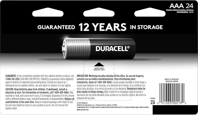 DURACELL Coppertop AAA Batteries with Power Boost Ingredients, Triple A Batteries with Long-Lasting Power, Alkaline AAA Battery for Household and Office Devices