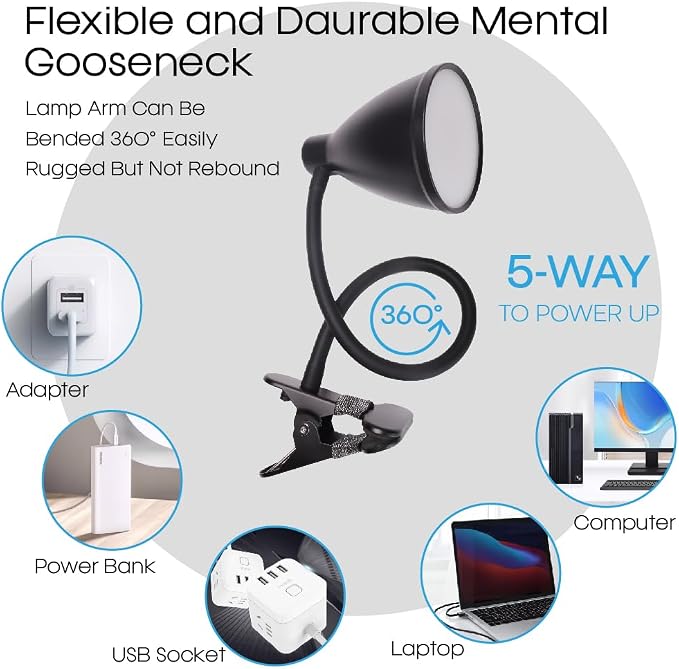 GlowVibe Desk Lamp 3 Color Modes 10 Brightness Dimmer Reading Light 10W 40 LED - Image 3