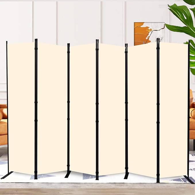 6 Panel Folding Privacy Screen, 11ft W x 6ft H Partition Room Divider Panel | by HOMSCREENER