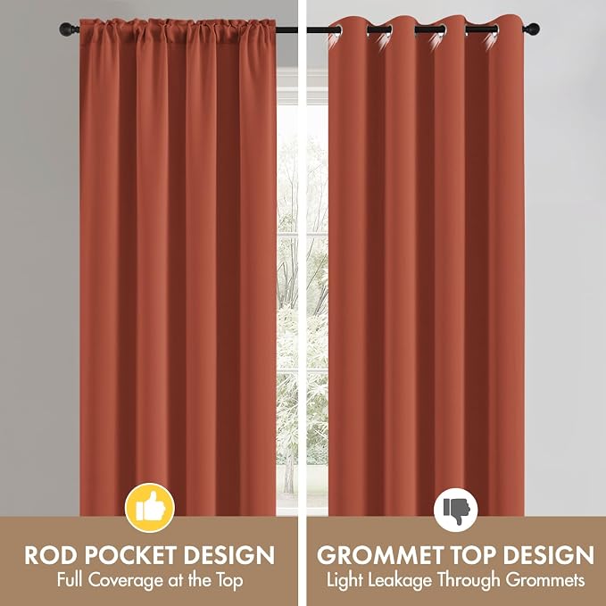 MIULEE Burnt Orange Blackout Curtains 4 Panels Set 72 Inch Length Bedroom | - Image 7