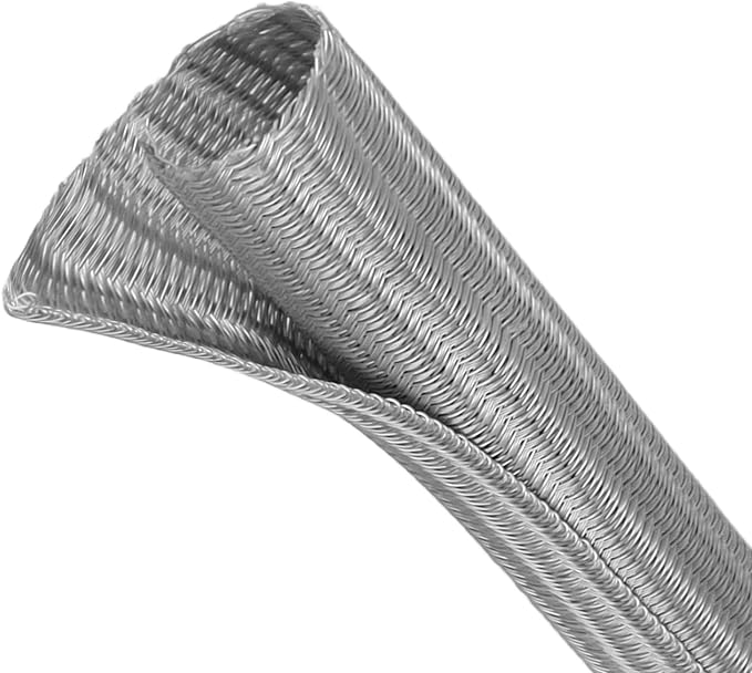 Split Wire Loom Tubing, Cable Protector Sleeve, Braided Cable Management for TV/Computer/Home Theater/Engine Bay, Cord Protectors from Pets No Chew (Grey, 1/8"-25ft)