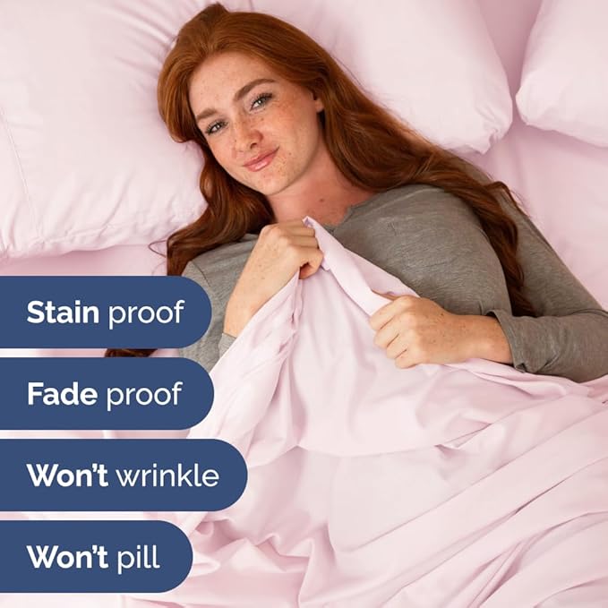 Full XL Bed Sheet Set - 4 Piece Extra Long Extended Full XL Sheets - Ultra Soft, Breathable & Cooling - Fits 8" to 16" Mattress with Deep Pockets - 54" x 80" - Wrinkle & Fade Resistant - Lavender Pink