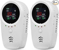2PCS 5-in-1 Rechargeable Carbon Monoxide & Natural Gas Detectors with Temperature/Humidity LCD Display & 2000mAh Lithium-ion Battery, Portable Plug in Co Detector for Home Travel RV Essentials