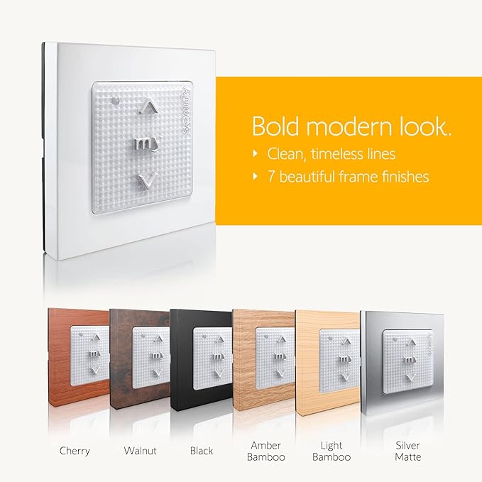 Somfy Smoove 1 RTS Pure - 1-Channel Wall Mount Switch for RTS Motorized Shades, Curtains, and Blinds - Mounts Easily to Wall or Surface - Easy to Install, No Electrician Needed - #1811533