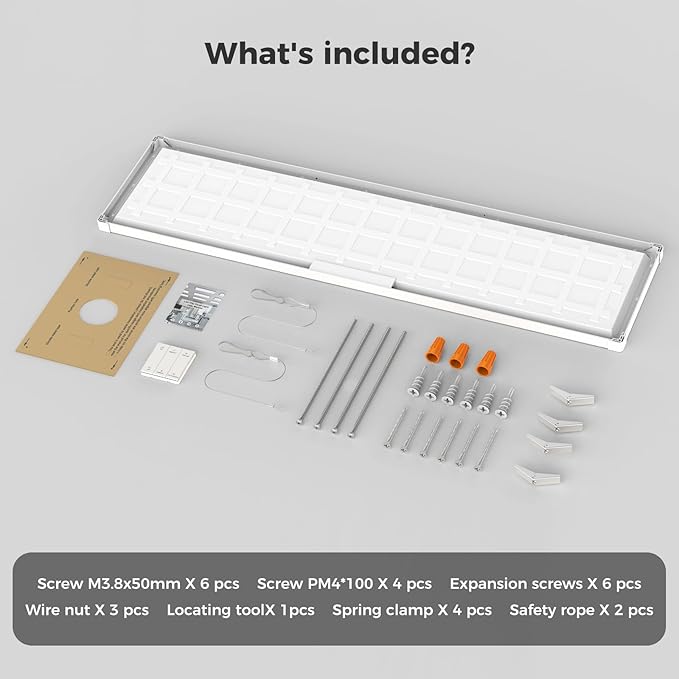 AIKVSXER 48 Pack 1x4 FT LED Flat Panel Light Surface Mount, with Wireless Switch & App Control, Night Mode, 50W 5500LM, 3000K/4000K/6500K, Ultra-Thin LED Light for Office Home,120-277V - White