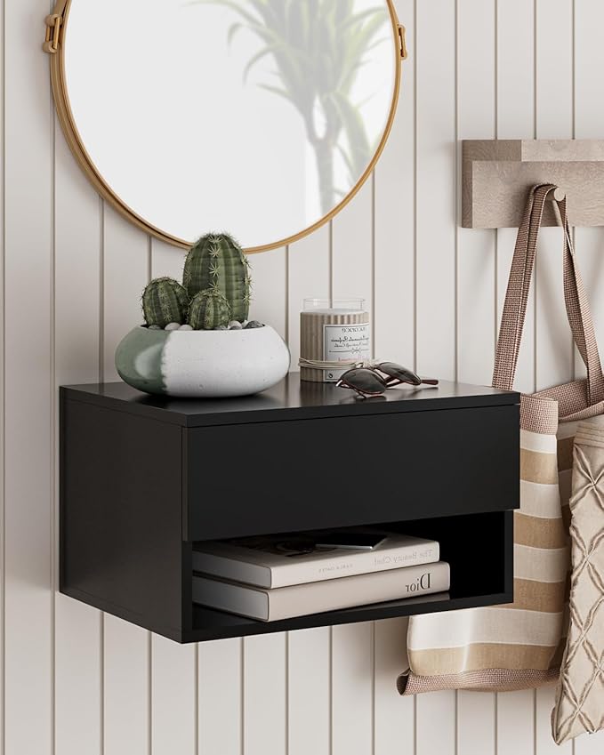 Modern Black Floating Nightstand - Image 3
