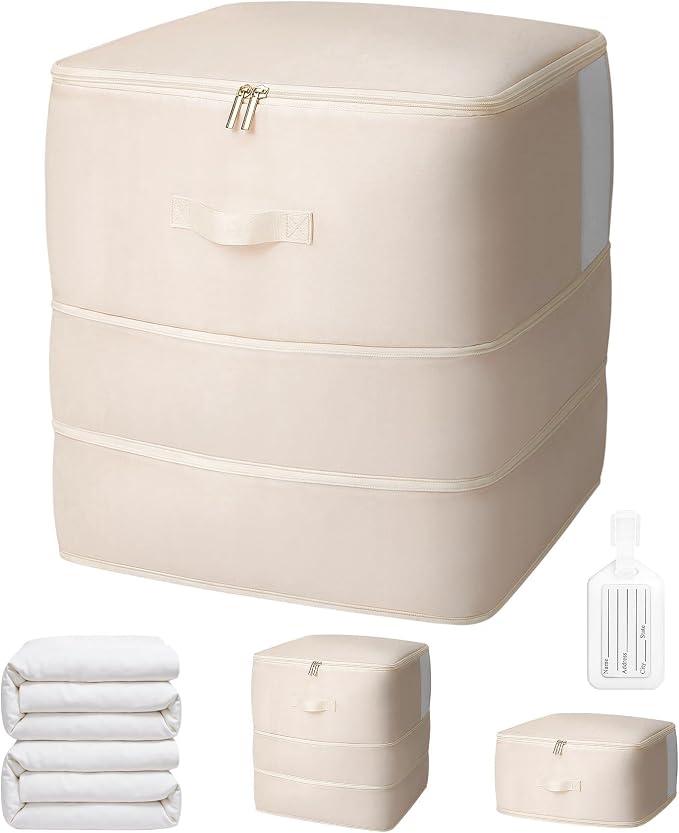 1 Pack Comforter Storage Bag, 136L Blanket Storage Bags Self Compression by Besslly