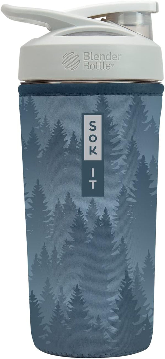 Sok It BotlSok Protein Blender Shaker Bottle Sleeve Insulated Neoprene Cover (Foggy Woods, Fits 28oz Blender)