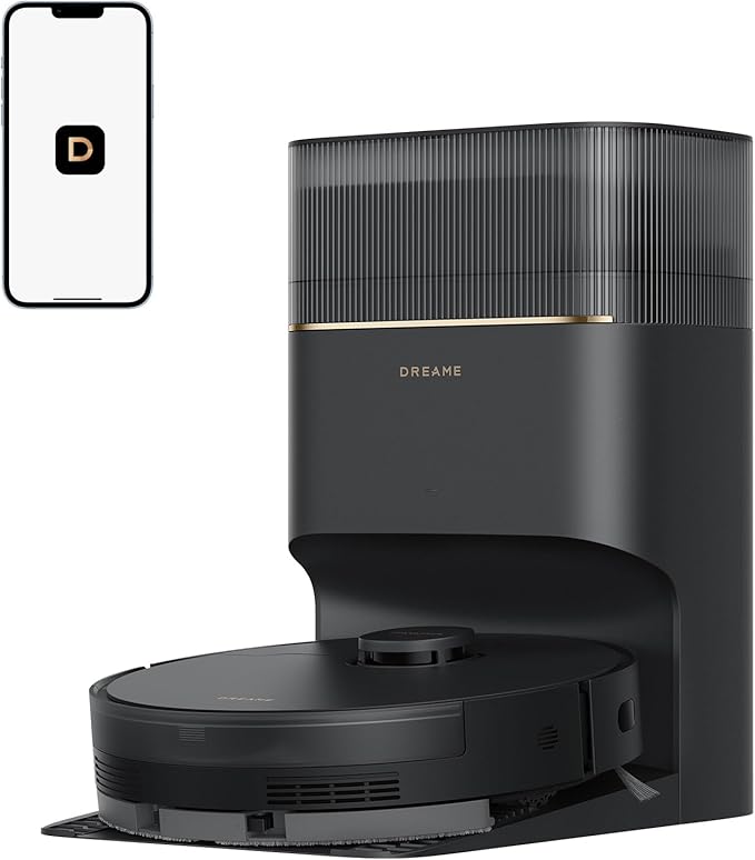 DREAME D20 Pro Plus Robot Vacuum, 13,000Pa Suction, DuoBrush for Pet Hair, Corner Cleaning, Self Emptying, LDS Navigation Laser Avoidance, Vacuum Mop, Hard Floors&Carpets (Black)