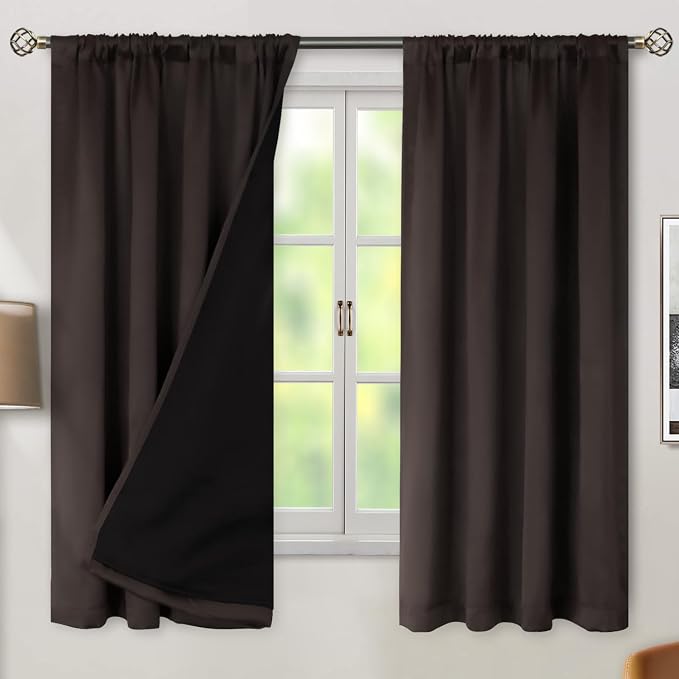 BGment 100% Blackout Heavy Thermal Curtains 63 Inch Length - Image 2