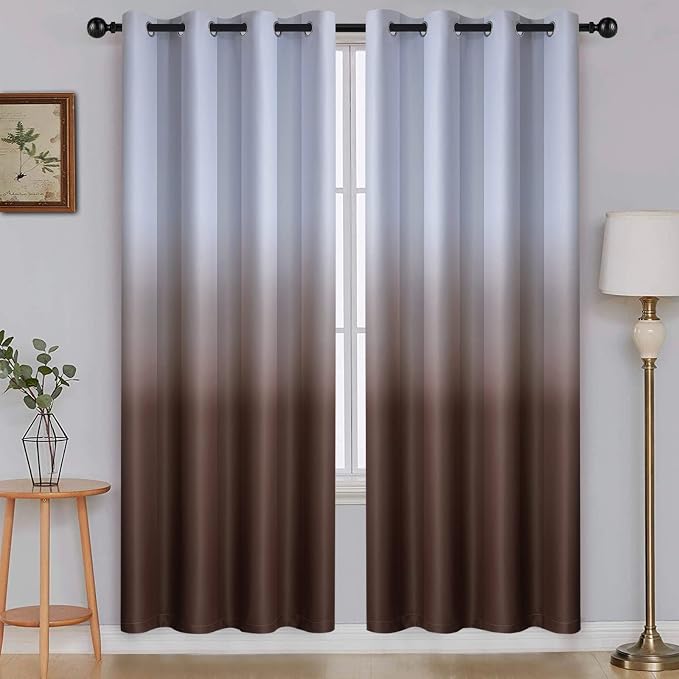 SimpleHome Ombre Gradient Brown White to Gray Curtains by SimpleHome