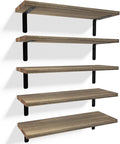 RICHER HOUSE Rustic Wood Floating Shelves Set of 5, Wall Mounted Shelf 16in | by RicherHouse