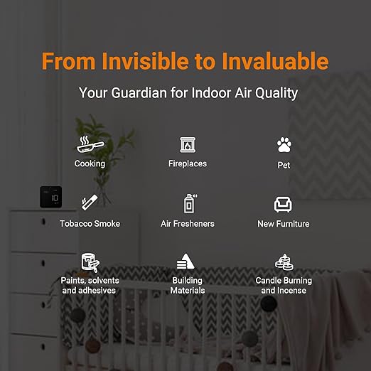 Temtop M10 Air Quality Monitor Indoor Air Quality Tester AQI PM2.5 VOCs Formaldehyde Detector for Home Air Testing, US Certified Air Sensor