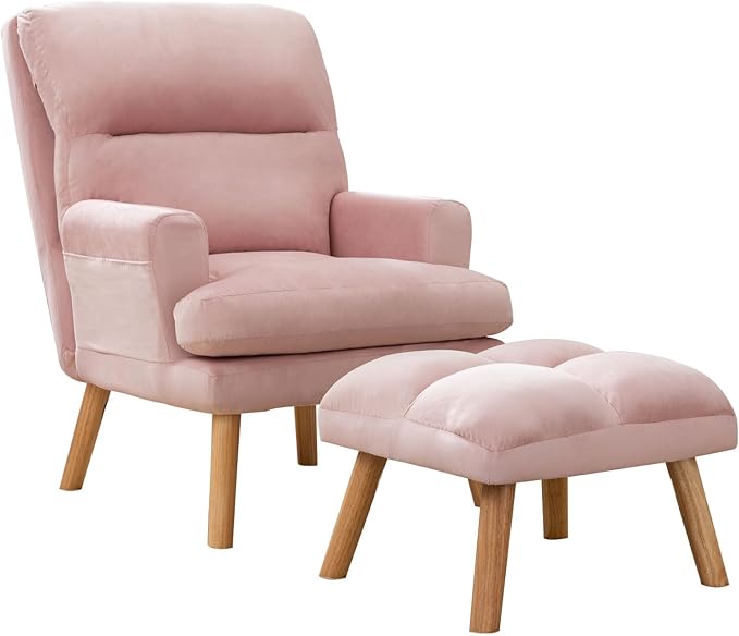 IOMOR Accent Chair with Ottoman Comfy Reading Chair Armchair with Adjustable - Image 8
