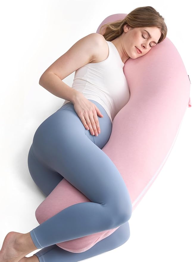 Momcozy J Shaped Pregnancy Pillow, Maternity Body Pillow by Momcozy