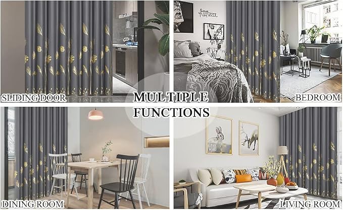 Curtain for Sliding Glass Door 100W x 96L Inch Gold Palm Tree Printed Curtain - Image 9