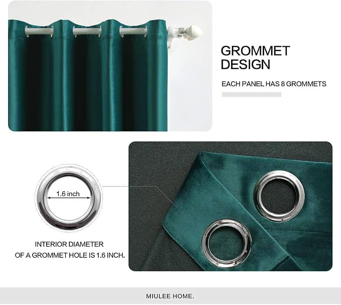 MIULEE Velvet Curtains Christmas Dark Green 52 x 96 Inch Length Set of 2 | - Image 2