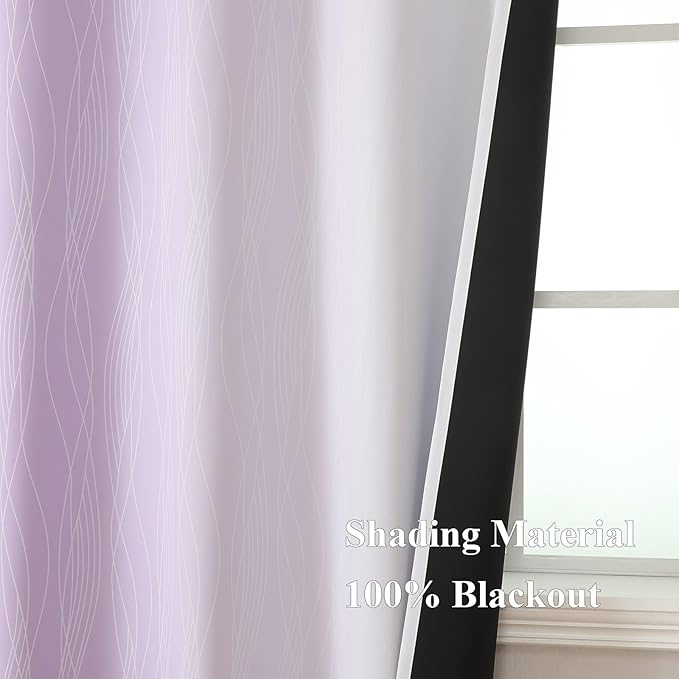 Lilac and Greyish White Ombre Blackout Curtains Living Room 102 Inch Long | - Image 5