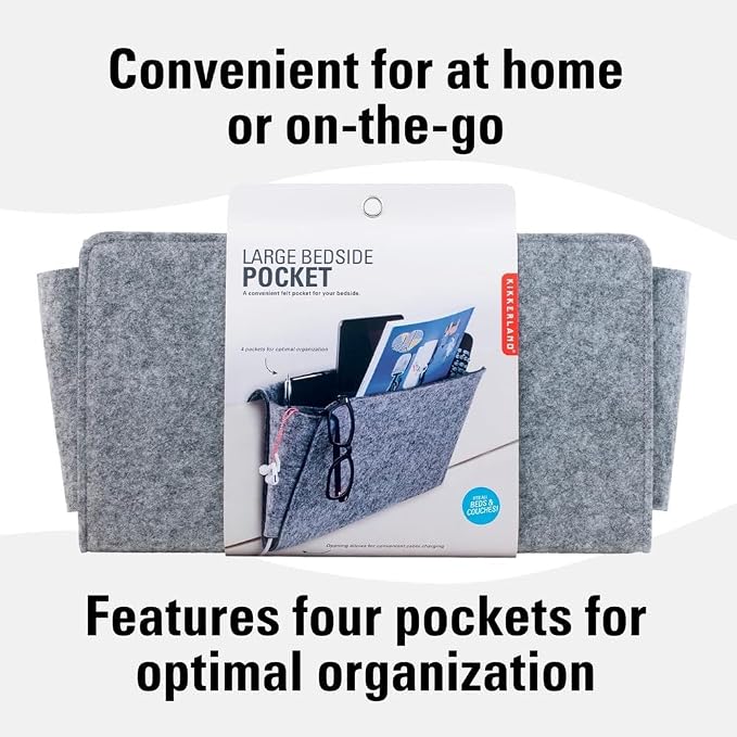 Kikkerland Large Grey Felt Pocket Caddy - Image 2
