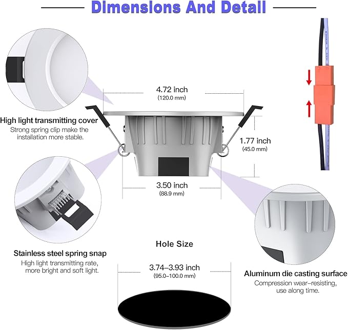 VANANCE 4" Smart Recessed Lighting 6 Pack, Dimmable, Multicolorred, 2700K~6500K, CRI80+, Color Changing Retrofit Bluetooth Mesh LED Ceiling Light, 4 Inch RGB Canless LED Downlight