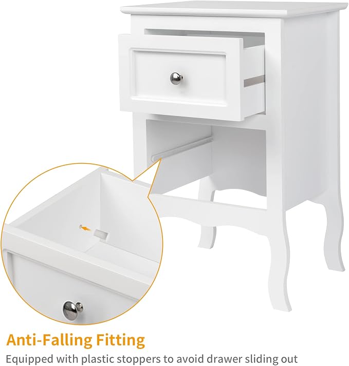 Bonnlo White Nightstand Set of 2, Nightstands - Image 5