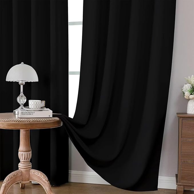 CUCRAF Black Blackout Curtains 72 inch Length 2 Panels Set, Rod Pocket Room - Image 8