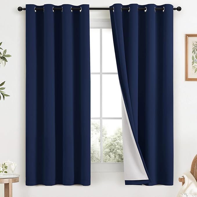 COSVIYA Navy Blue 100% Blackout Curtains by COSVIYA