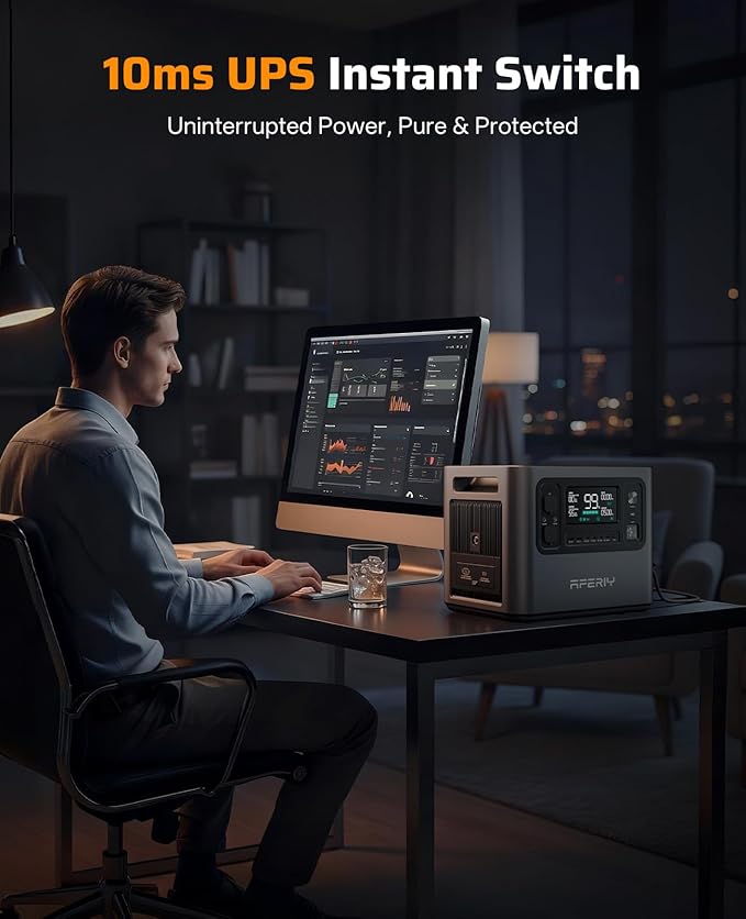AFERIY P210 Portable Power Station 2400W,2048Wh LiFePO4 Battery Generator with USB-C PD 100W Fast Charging for Emergencies, Power Outages,Home Backup,Camping(Solar Panel Optional)