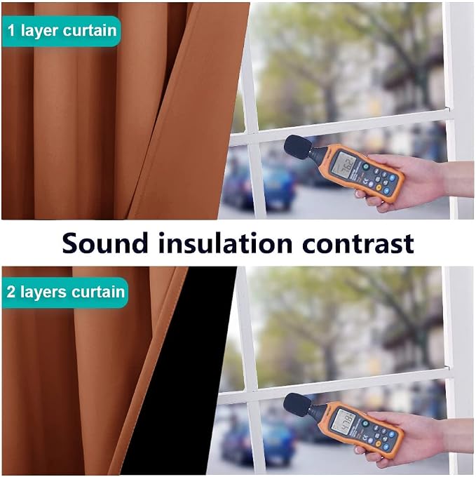 NICETOWN Burnt Orange Blackout Curtains 80 inches Long, Full Light Blocking - Image 4