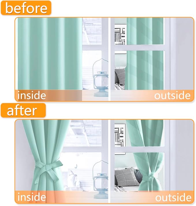 Blackout Curtains for Bedroom, 2 Drape Panels, 52 x 45 Inch | Thermal Insulated - Image 5