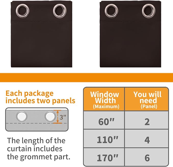 YoungsTex Dark Brown 100% Blackout Curtains 63 Inch Length, Room Darkening - Image 8
