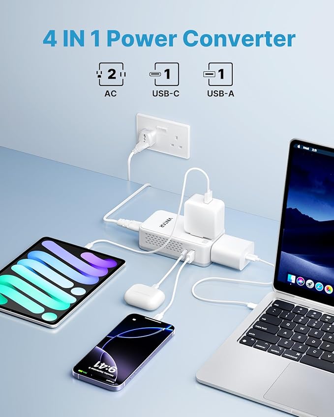 220V to 110V Converter for European Travel, VINTAR 200W Mini Universal Travel Adapter Voltage Converter US to Europe, International Step Down Power Converter Adapter Combo for EU UK AUS India