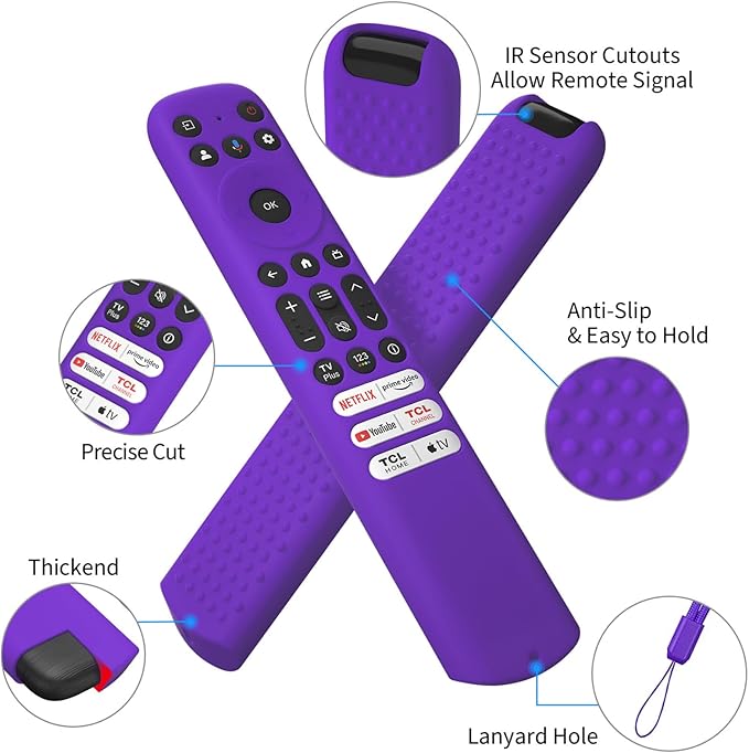 Hi Color Silicone Cover for TCL RC813 FMB1/RC923/RC902V Remote Protective Case Sleeve for TCL Smart TV Remote RC813 FMB1 Case Cover (Purple)