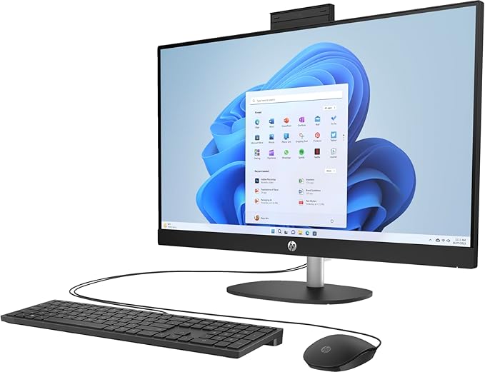 HP 27 FHD IPS AIO PC (Intel 12-Core Ultra 7 255U CPU, 96GB DDR5 RAM, 4TB NVME SSD, MS Office 2021 Lifetime, W11 Pro, HDMI, RJ45, WiFi 6, FHD Webcam, Wireless KB+Mouse) - All in One Business Desktop