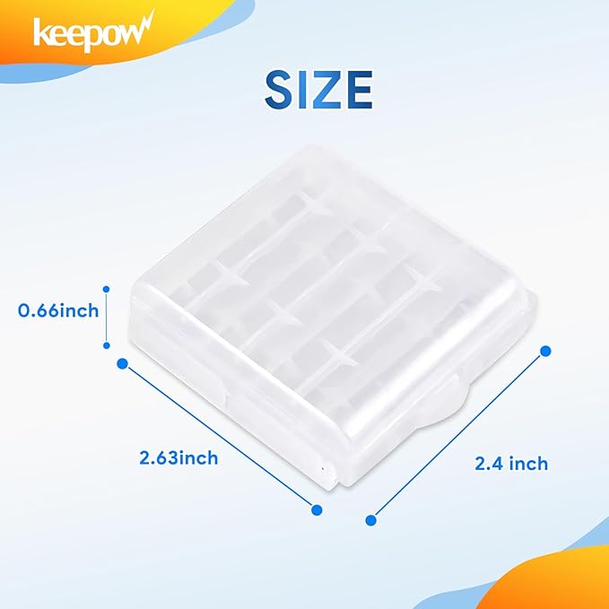 KEEPOW 6 Pcs AA/AAA Battery Storage Case Holder Box, Clear Color