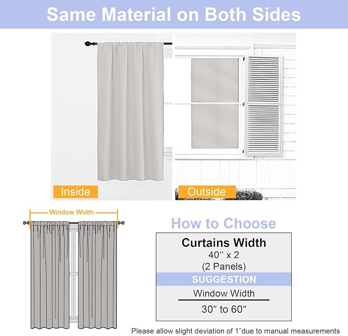 Simplebrand Ava Natural Short 36 Inches Blackout Curtain 2 Panels Set, Half - Image 8