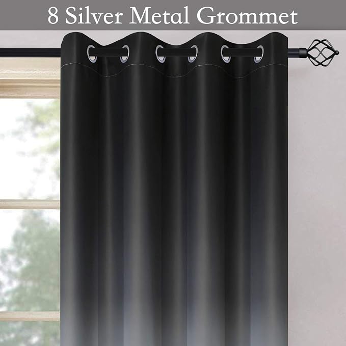 SimpleHome Black to Grey White Ombre Room Darkening Curtains 72 Inch | Curtains - Image 3