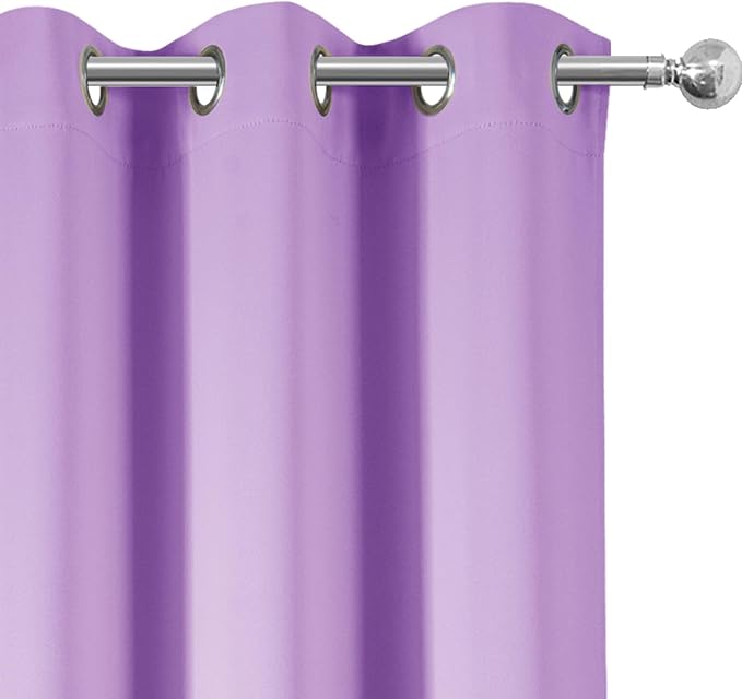 Blackout Curtains 66 x 54 Inch Long Lavender Curtains Set of 2 Panels Room - Image 6