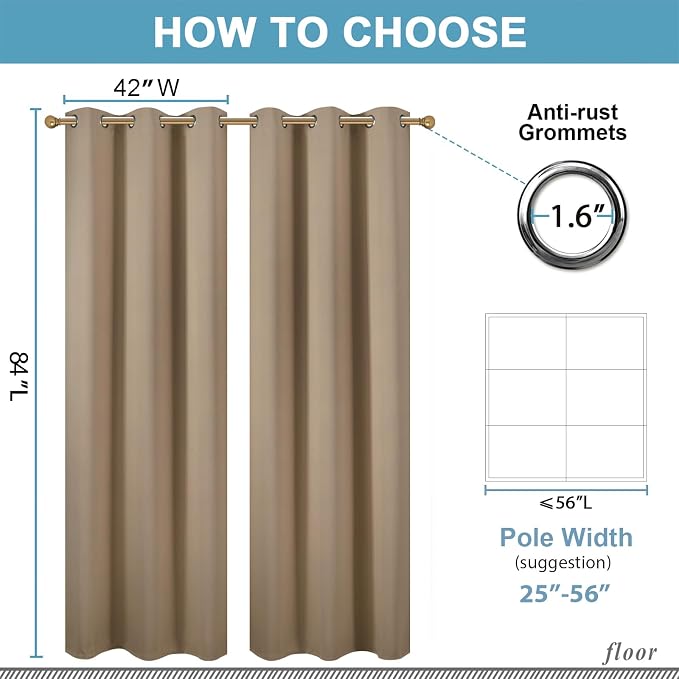 Diraysid Natural Grommet Blackout Curtains - Image 6