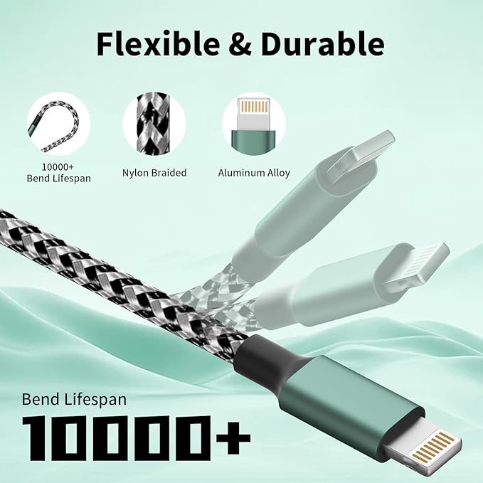 USB C Multi Charging Cable, (3 Pack 4FT), 3 in 1 Charging Cable Nylon Braided Universal Charger Cable with Type-C, Micro USB,IP Port for iPhone16/15 Series/Cell Phones & Pads and Other Devices