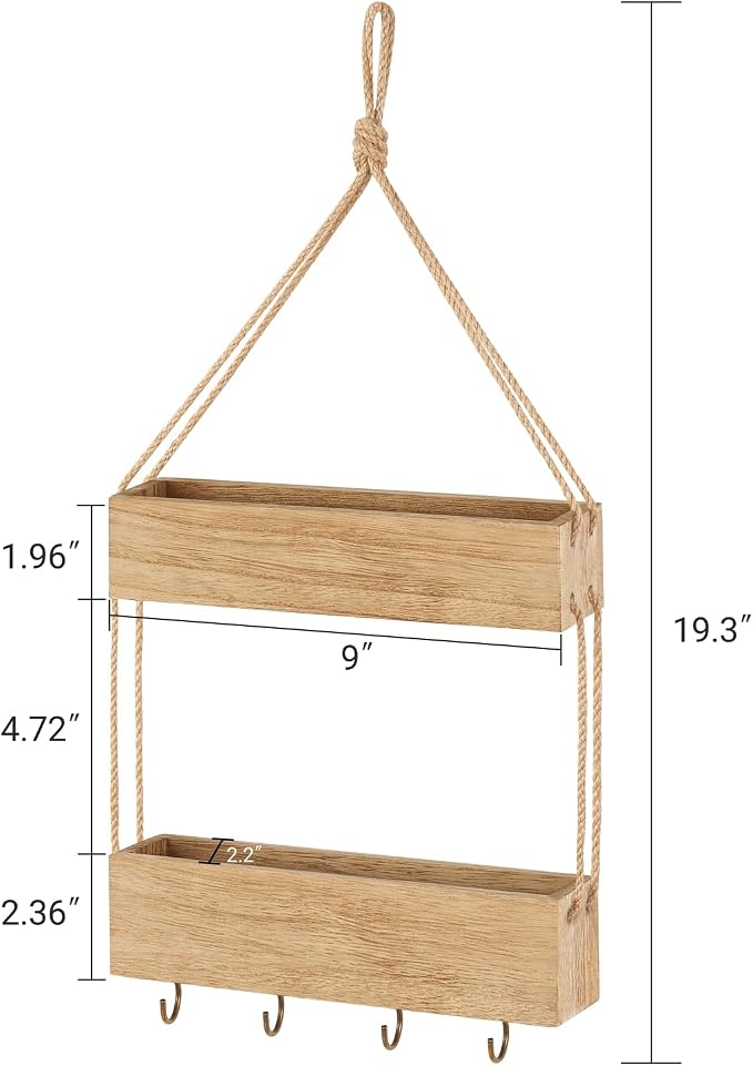 Mkono Bedside Shelf Organizer, Macrame Wall Hanging Room Decor - Image 3