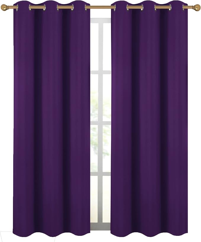 Diraysid Purple Grommet Blackout Curtains - Image 2