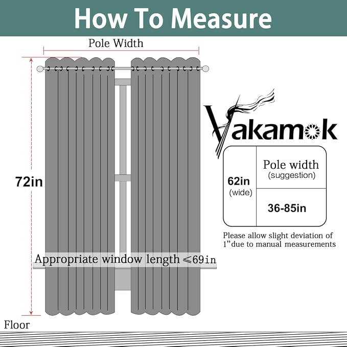 Yakamok Room Darkening Curtains 62x72 inch Long Chocolate Brown-Living Room | 2 - Image 7
