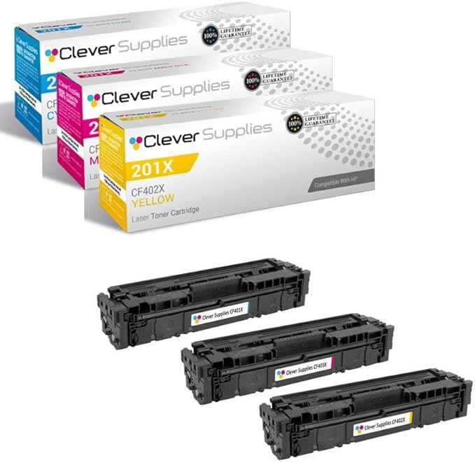 CS Replacement Toner Cartridge Compatible with HP 201X CF401X Cyan CF403X Magenta CF402X Yellow Color Pro MFP M277n Pro M252 Pro M252dw Pro MFP M277 3 Color Set
