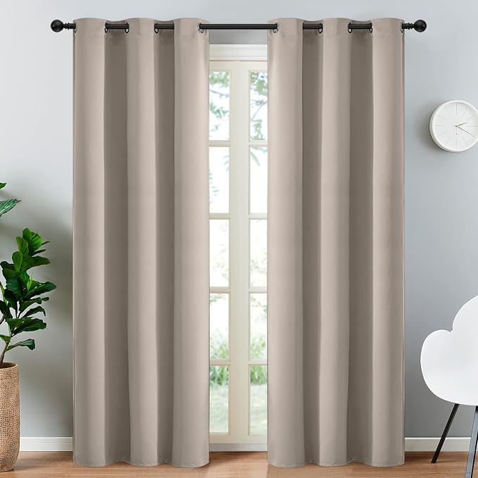 Yakamok Blackout Curtains 38x84 inch Natural Thermal Drapes-Bedroom | 2 panels by Yakamok