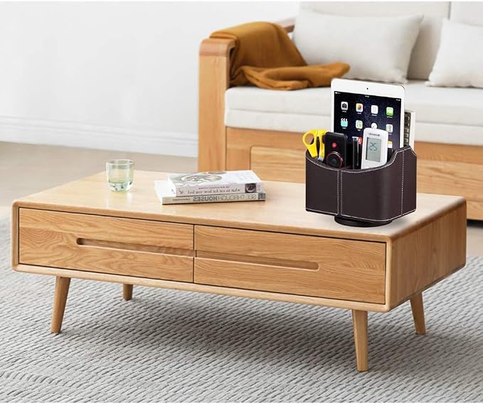 PU Leather 360° Rotatable Remote Control Holder, Nightstand TV Remote Caddy | - Image 7