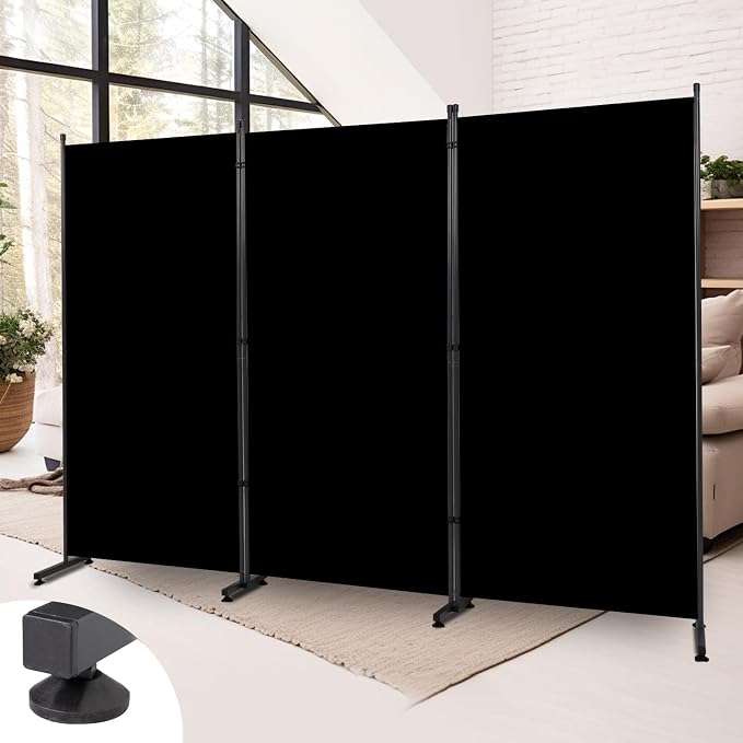 Room Divider 3 Panel Folding Privacy Screen, Round Pad Design Wall Divider | by HOMSCREENER